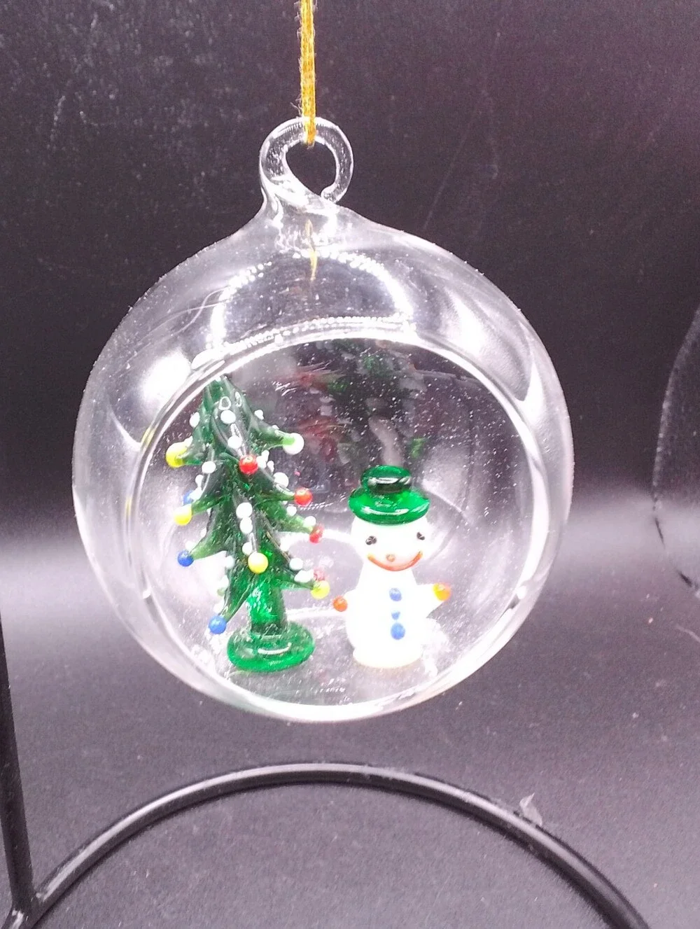 Vecchia Handblownglass Ornament W Christmas Tree And Santa